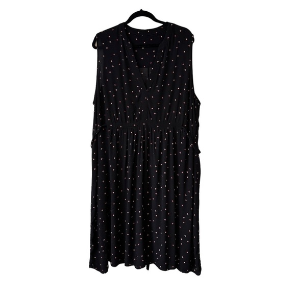 Ditsy Floral Plus Size Sleeveless Shirt Dress with Ties - Size 2X / 3X - Picture 1 of 8